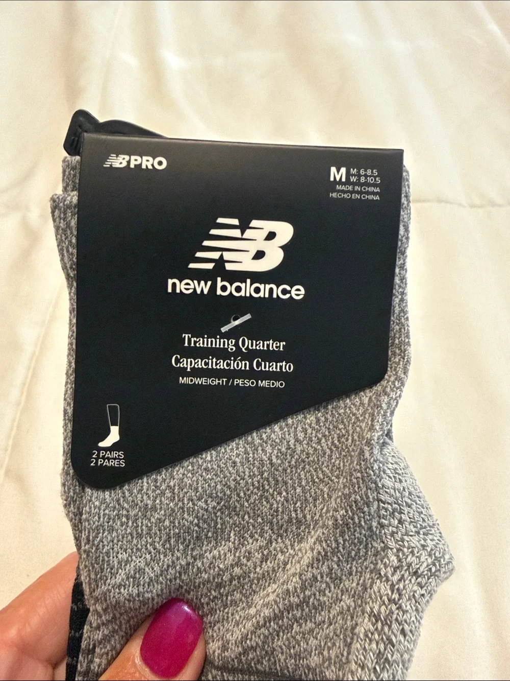 New Balance Heather Gray Athletic Crew Socks - 2 Pair. MED NBPRO